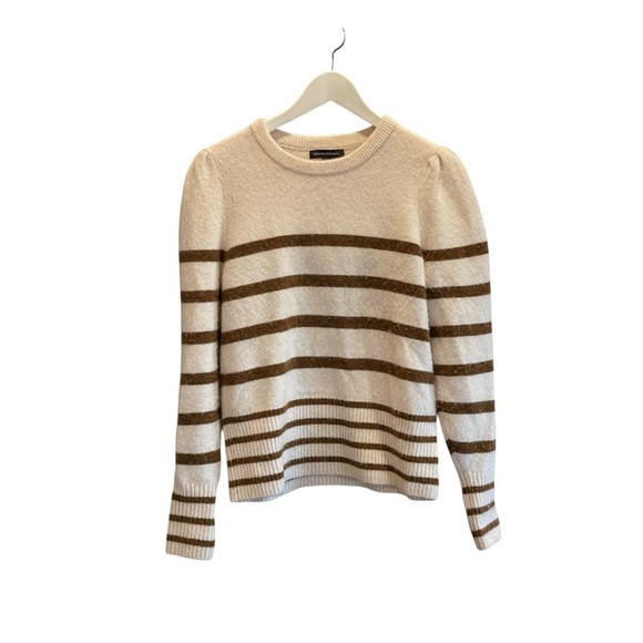 Banana Republic Puffed Sleeve Striped Sweater Oversized Size Small Alpaca Wool - Picture 3 of 8